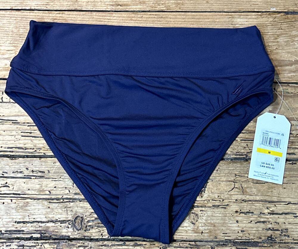 Nautica Women’s Size M Navy Blue High Rise Bikini Bottom NWT